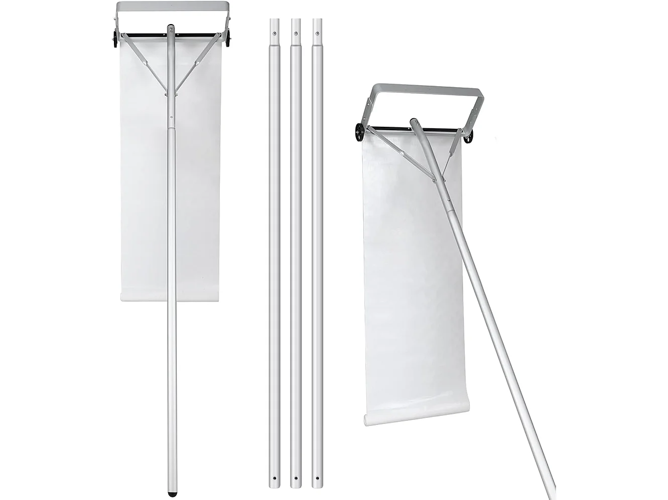 Râteau à Neige pour Toit en Aluminium, Déneigement de Toit Réglable avec 4 Tiges Longueur Max de 619 cm 2 Roues Lisses Tête Large Tissu PE