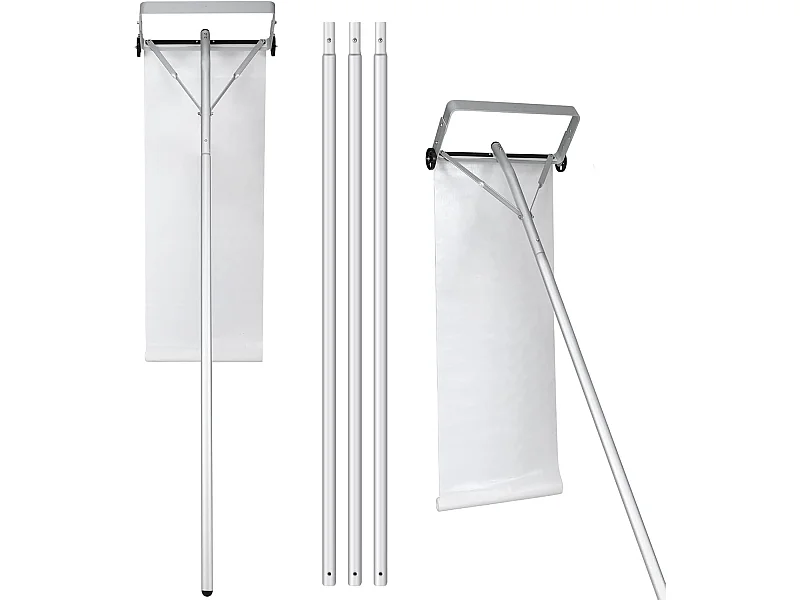Râteau à Neige pour Toit en Aluminium, Déneigement de Toit Réglable avec 4 Tiges Longueur Max de 619 cm 2 Roues Lisses Tête Large Tissu PE