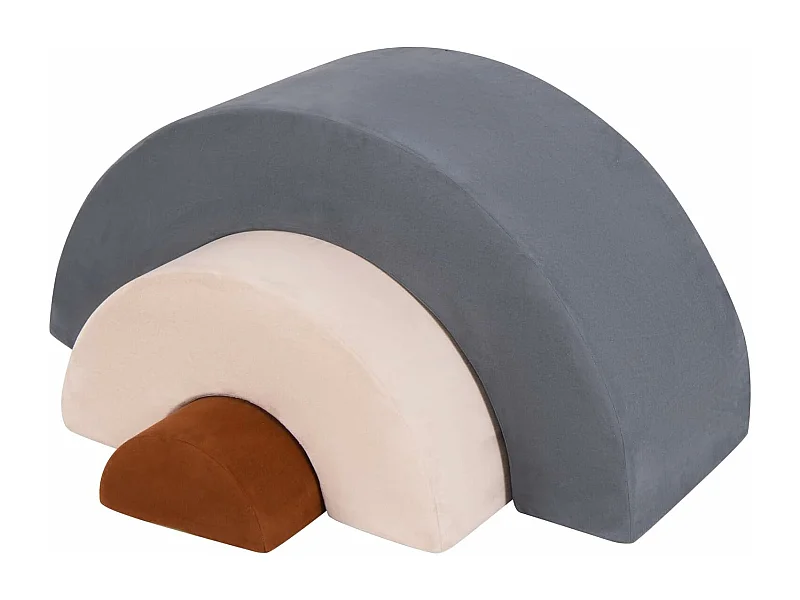 3PCS Parcours Motricité Bébé en Forme Arc-en-Ciel avec Housse, Module Motricité Bébé avec Combinaison Libre, Jouets Éducatifs Montessori, 18 Mois+ (Gris)