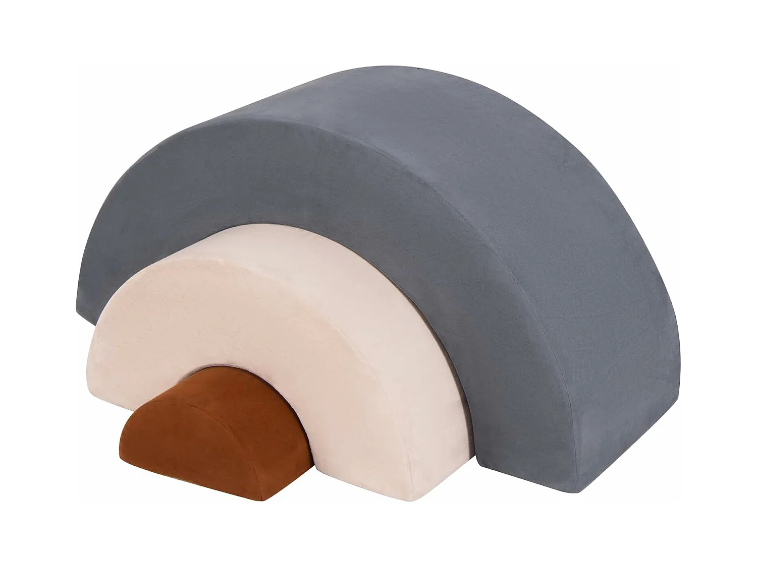 3PCS Parcours Motricité Bébé en Forme Arc-en-Ciel avec Housse, Module Motricité Bébé avec Combinaison Libre, Jouets Éducatifs Montessori, 18 Mois+ (Gris)