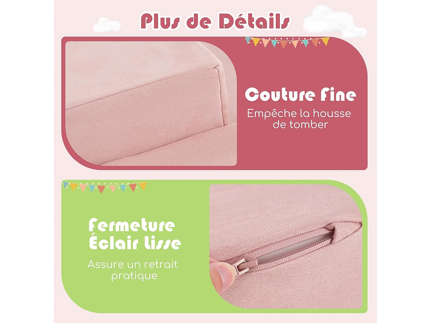 5PCS Aire de Jeux en Mousse Enfants avec Piscine à Balles, Blocs d'escalade en Mousse avec Housses, sans Balles, Blocs en Mousse (Rose)