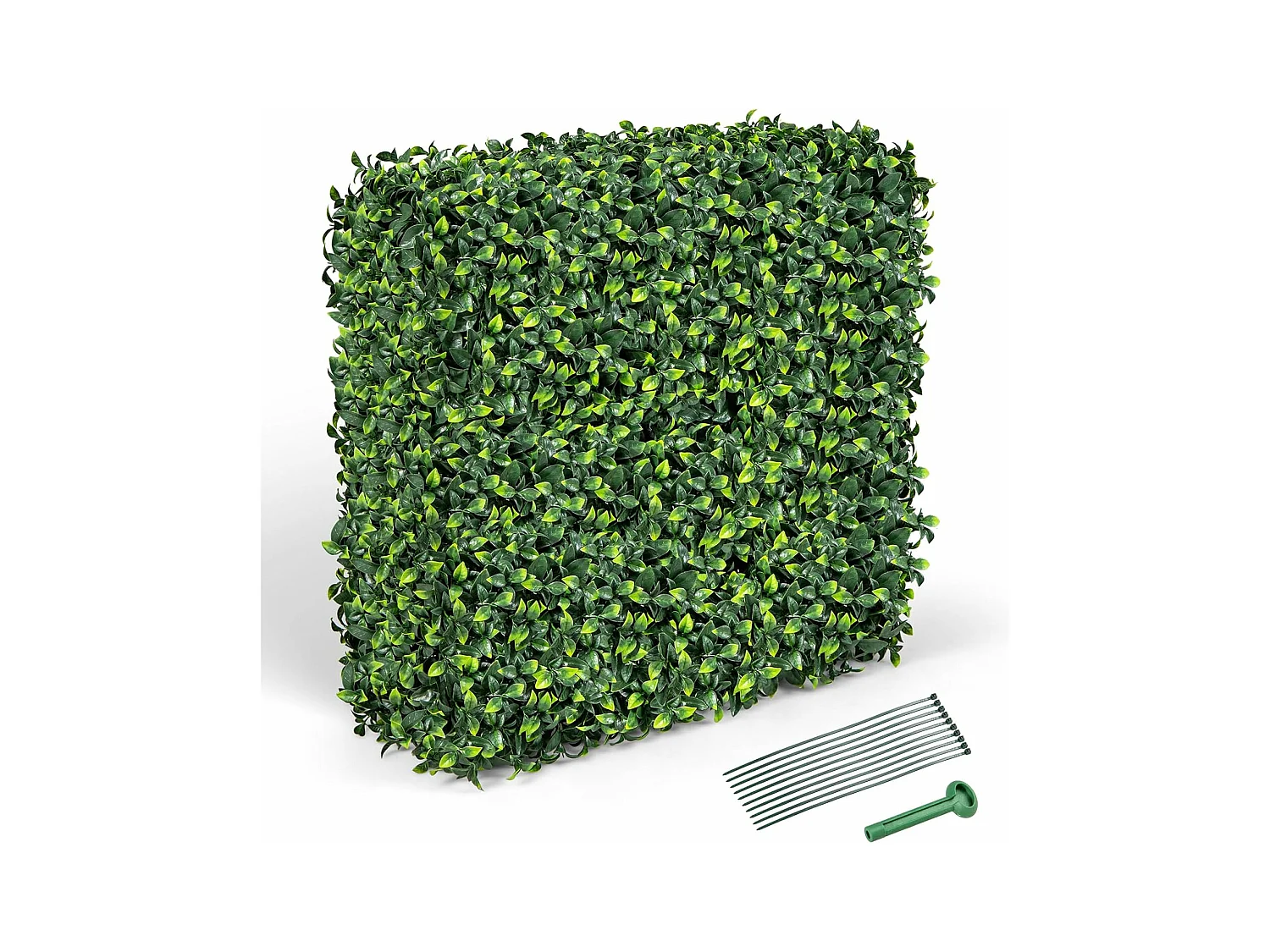 Clôture en Feuillage Artificielle 92 x 38 x 86 cm avec Feuilles en PE Réalistes, Mur Végétal en Buis Artificiel avec Tubes en Aluminium Attaches Zippées