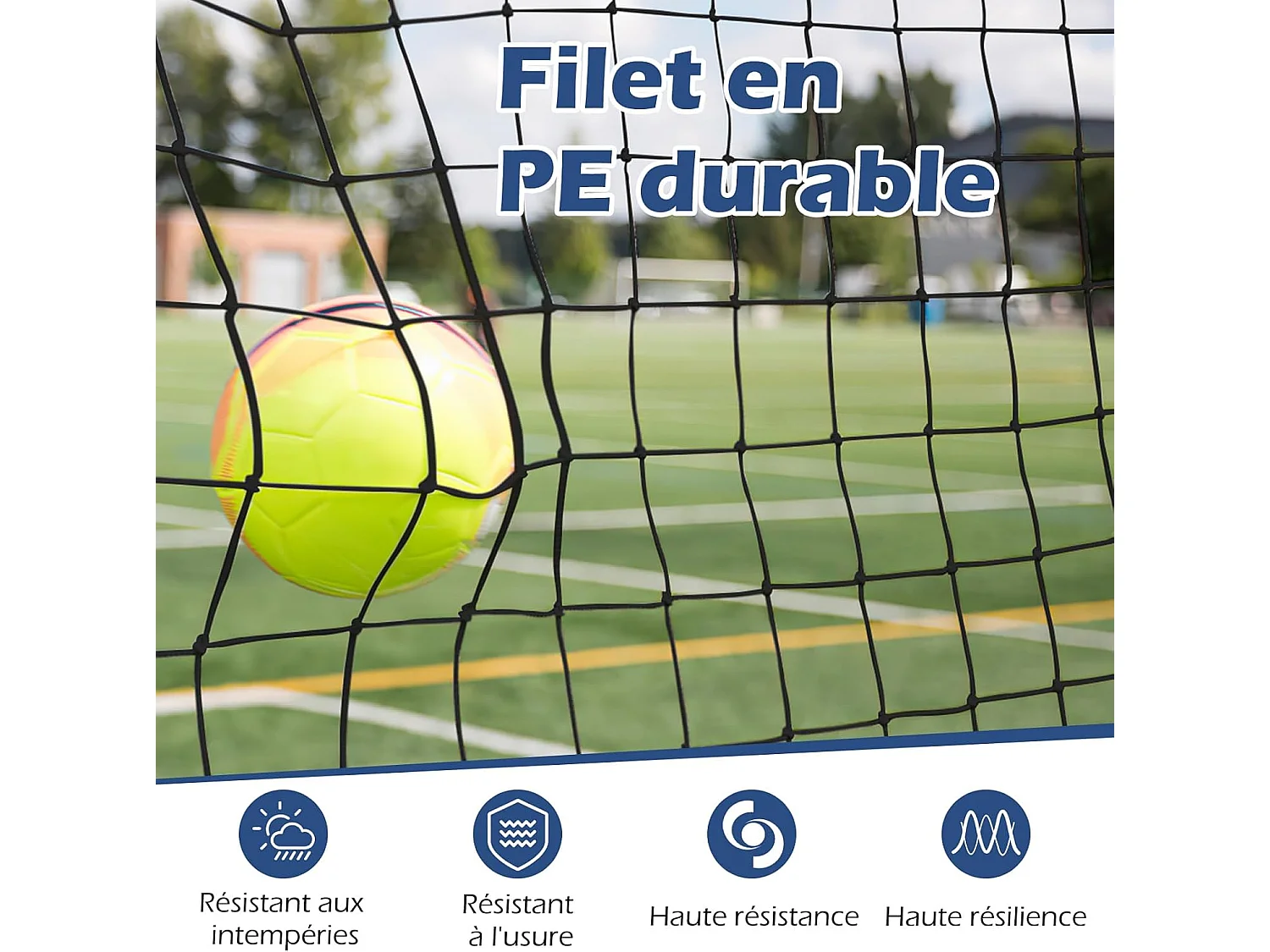 voetbal reboundnet 372,5 x 182,5 cm, all-weather voetbaluitrusting met net draagtas, 6 grondpennen, eenvoudige installatie, voor speeltuin, tuin en park (wit)