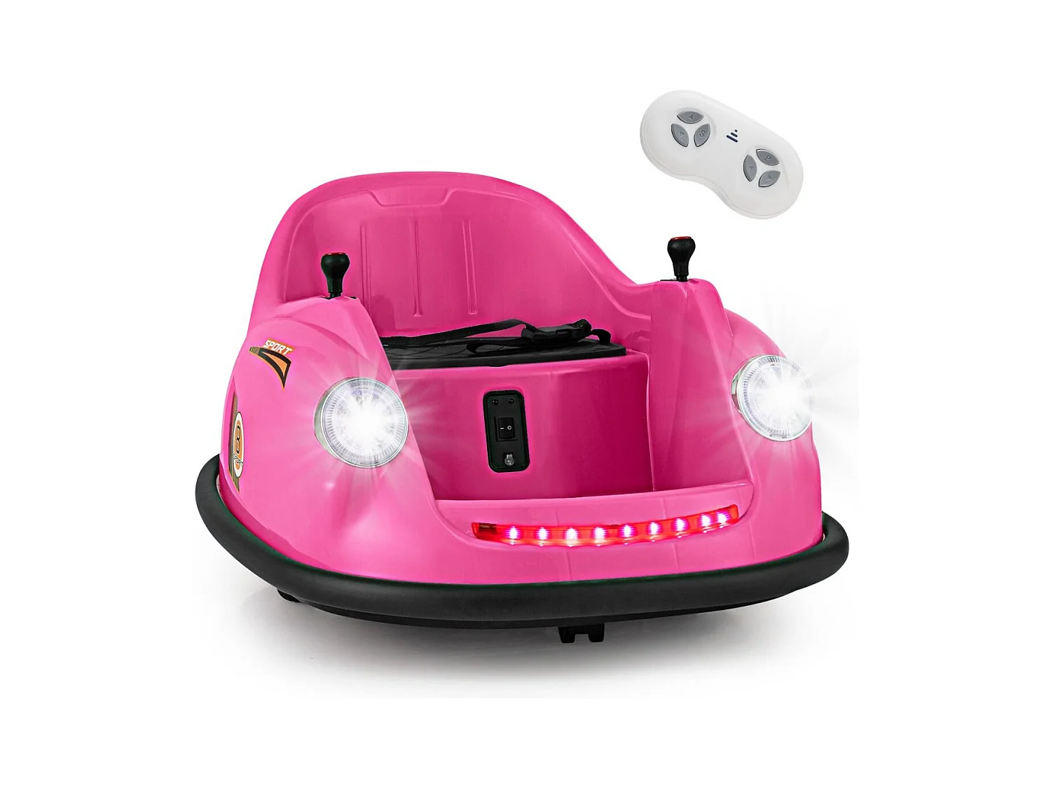 12V Auto Tamponneuse Électrique Enfants avec Télécommande, Voiture Tournante Bébé 360°avec Lumières LED & Musique, Démarrage Lent, Charge 20kg pour 2-5 Ans (Rose)