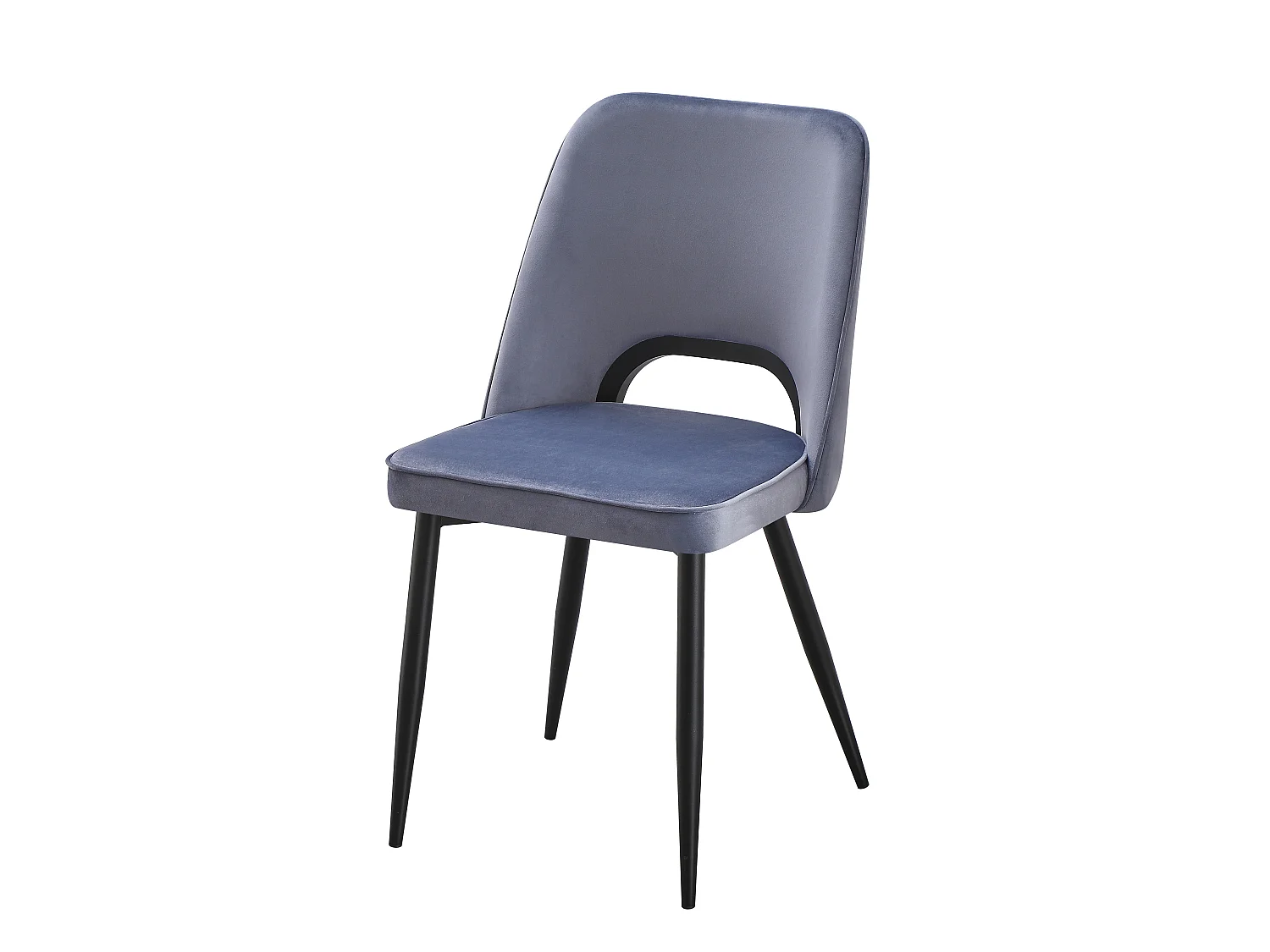 Lot de 2 chaises en velours et métal noir - Bleu - LUNA