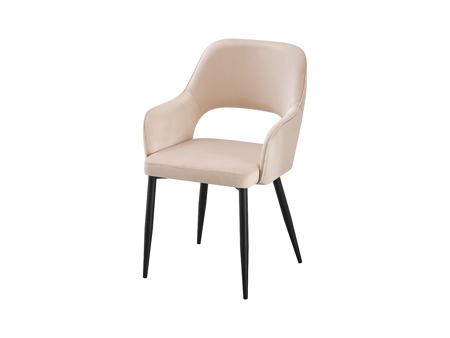 Lot de 2 chaises en velours et métal noir - Beige - GIA