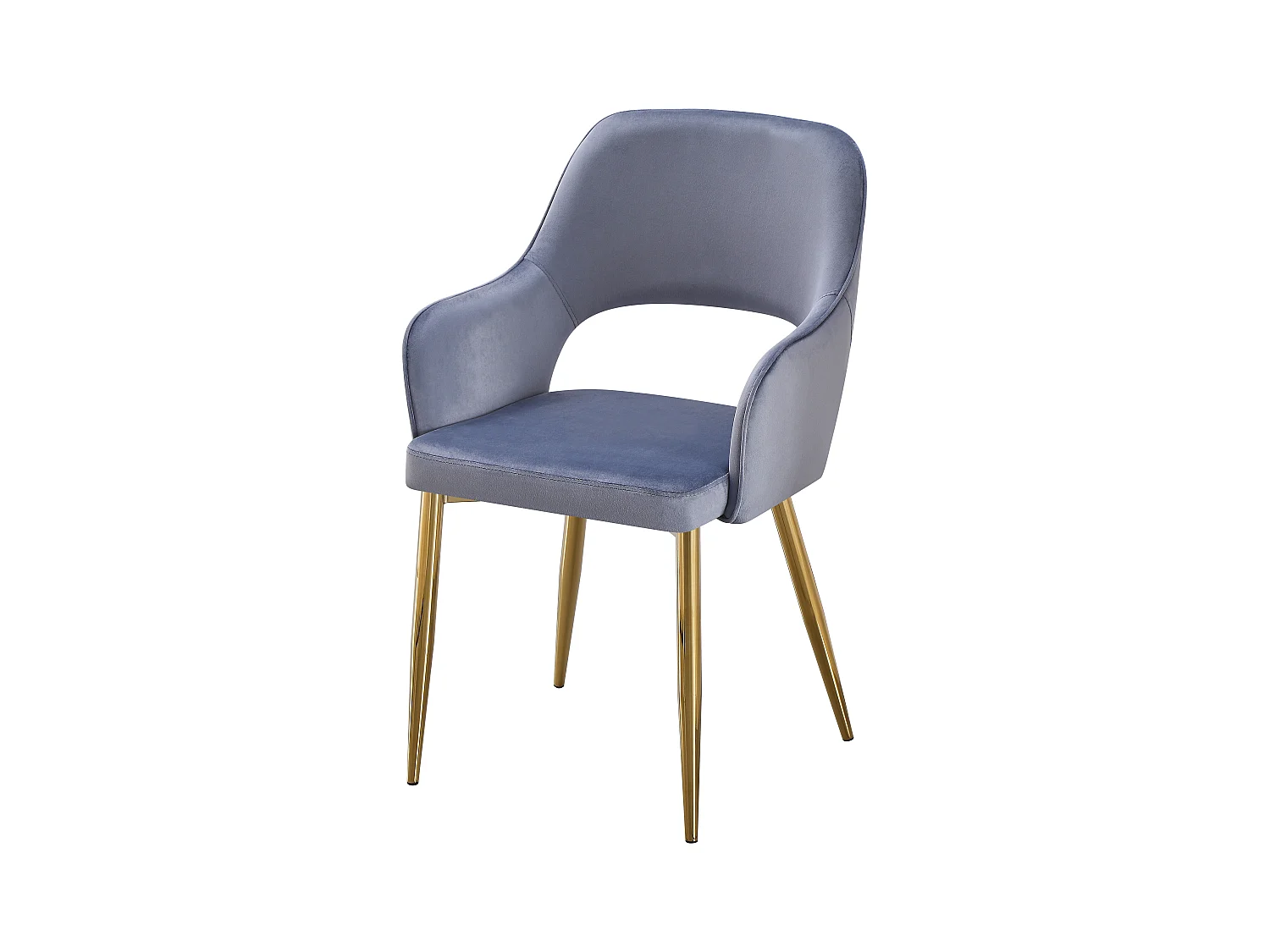 Set van 6 stoelen van velours en goudkleurig metaal - Blauw - GIA