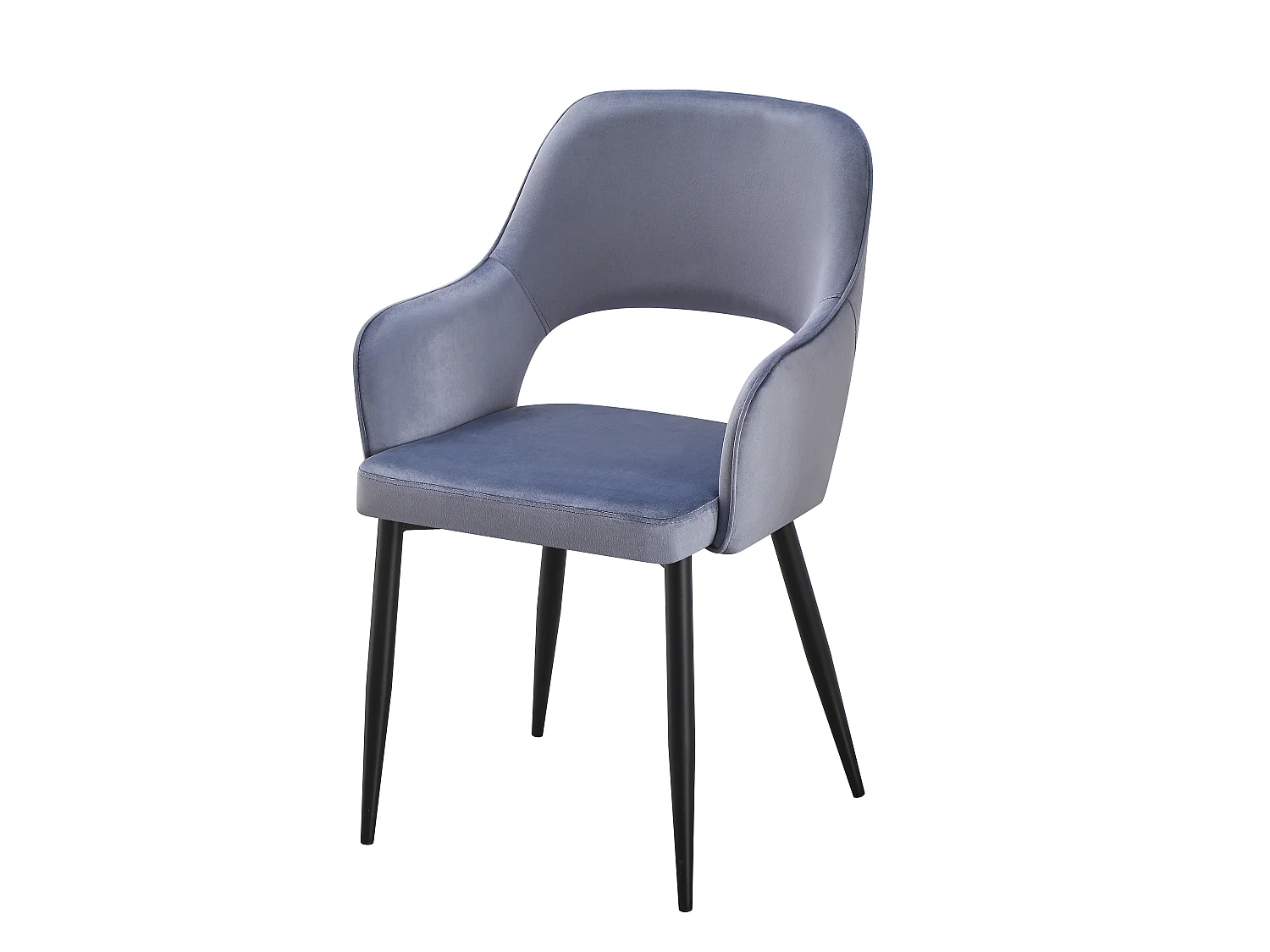 Lot de 2 chaises en velours et métal noir - Bleu - GIA