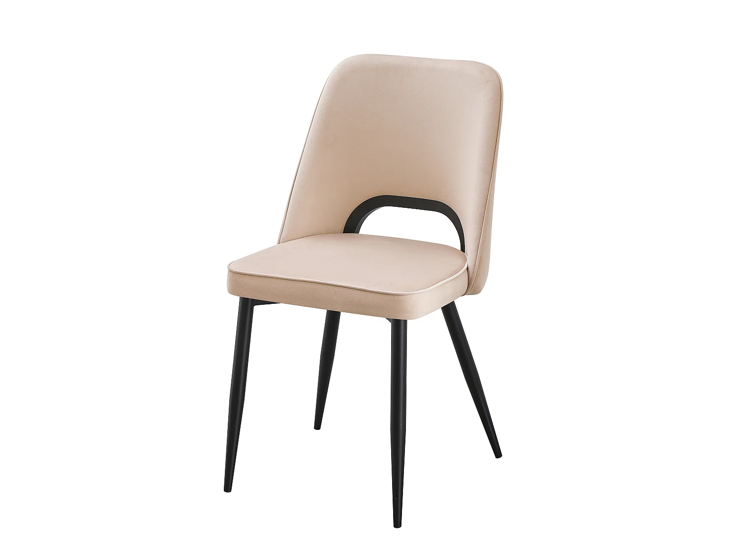 Lot de 2 chaises en velours et métal noir - Beige - LUNA