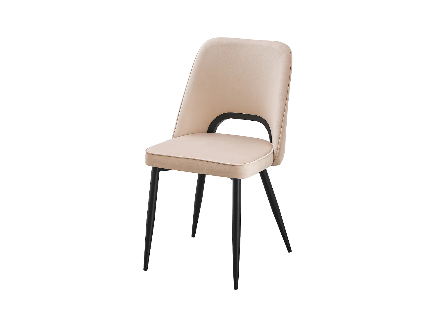 Stuhl 6er-Set aus Samt und schwarzem Metall - Beige - LUNA