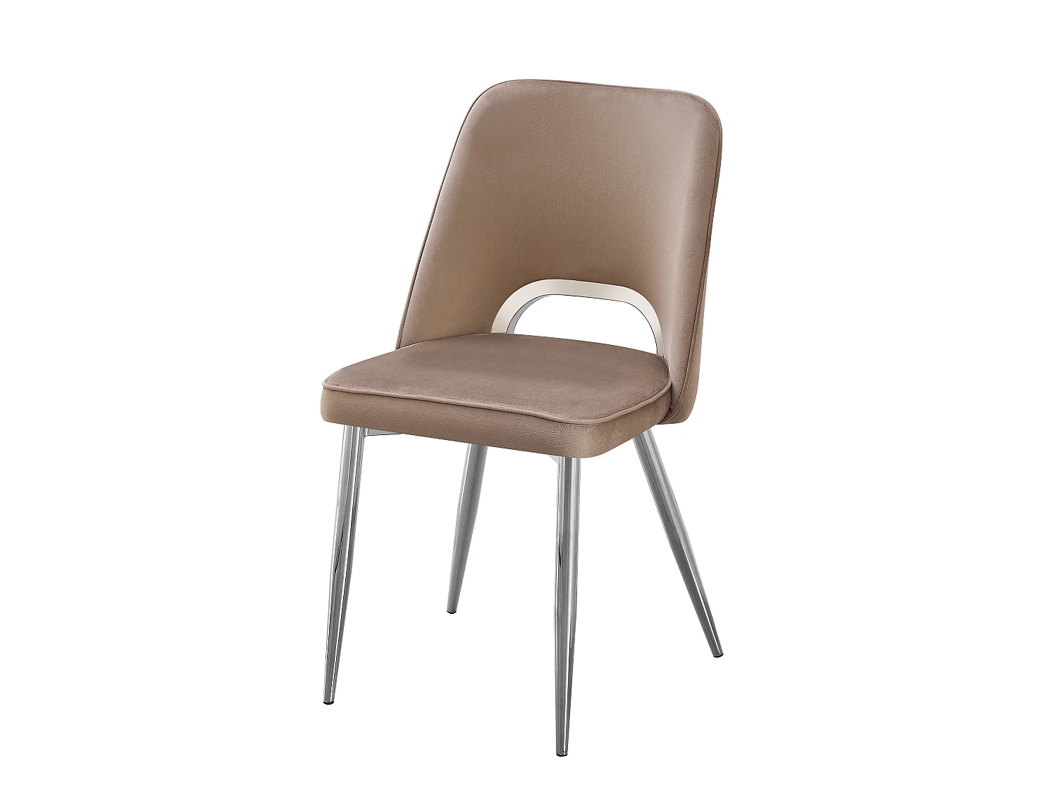 Lot de 2 chaises en velours et métal argenté - Taupe - LUNA