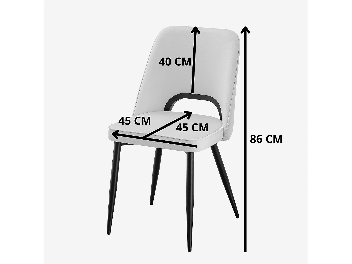 Lot de 6 chaises en velours et métal argenté - Taupe - LUNA