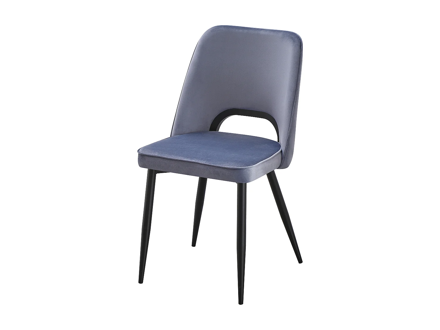 Lot de 6 chaises en velours et métal noir - Bleu - LUNA