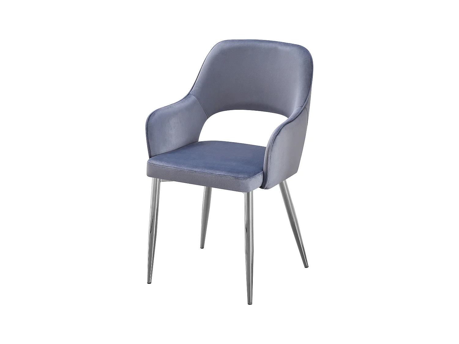 Set van 2 stoelen van velours en zilverkleurig metaal - Blauw - GIA