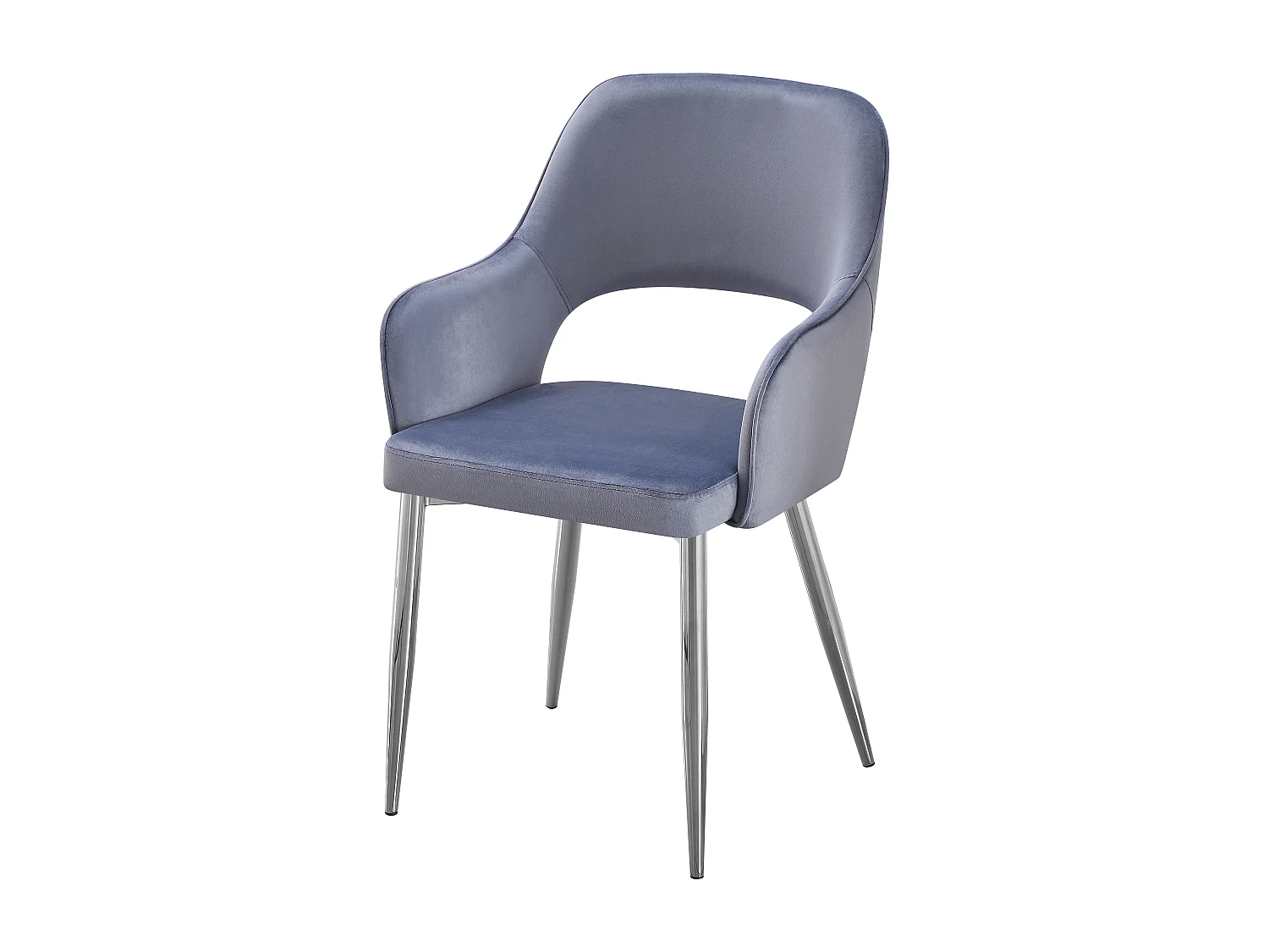 Lot de 2 chaises en velours et métal argenté - Bleu - GIA