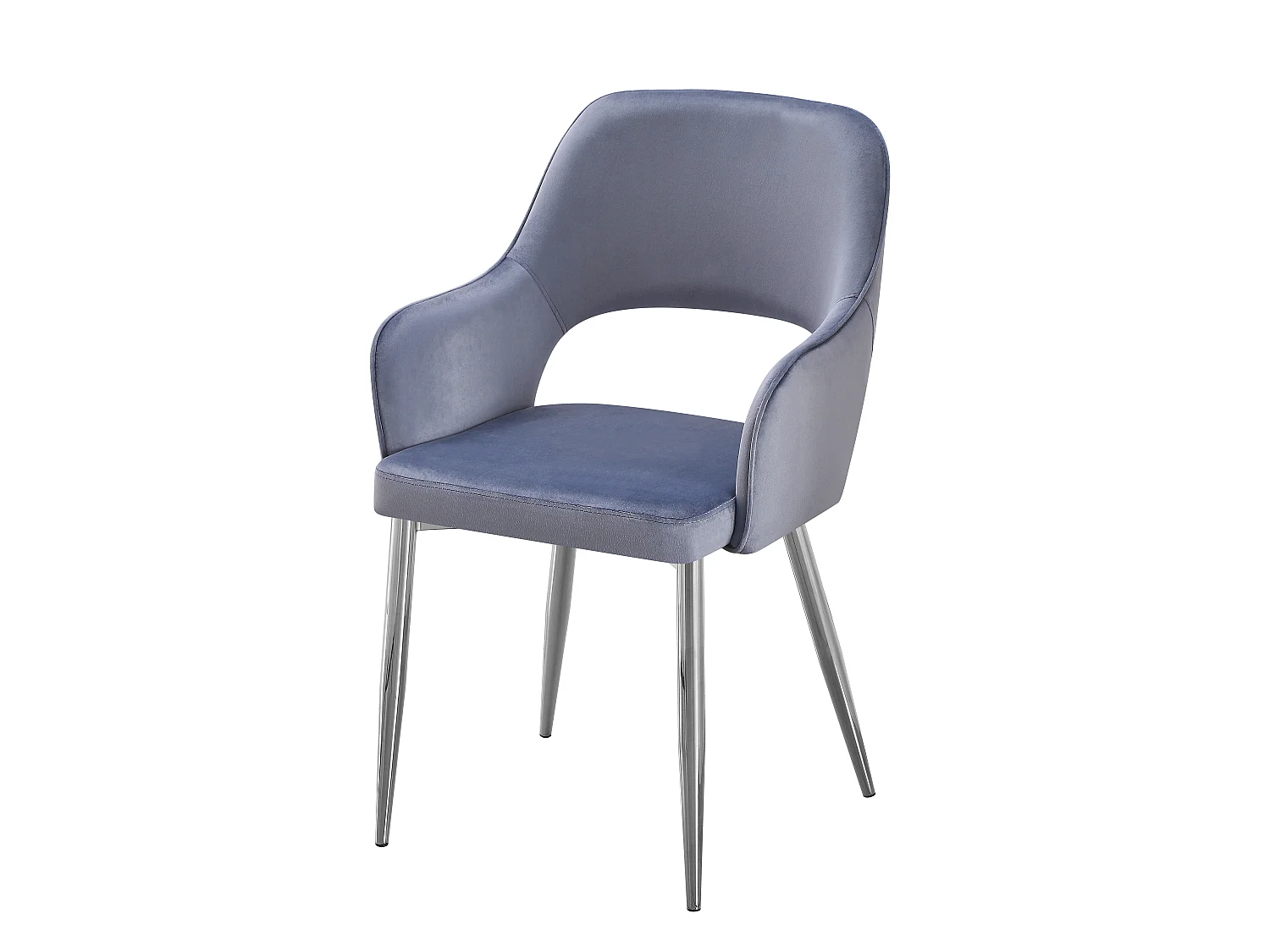 Lot de 2 chaises en velours et métal argenté - Bleu - GIA