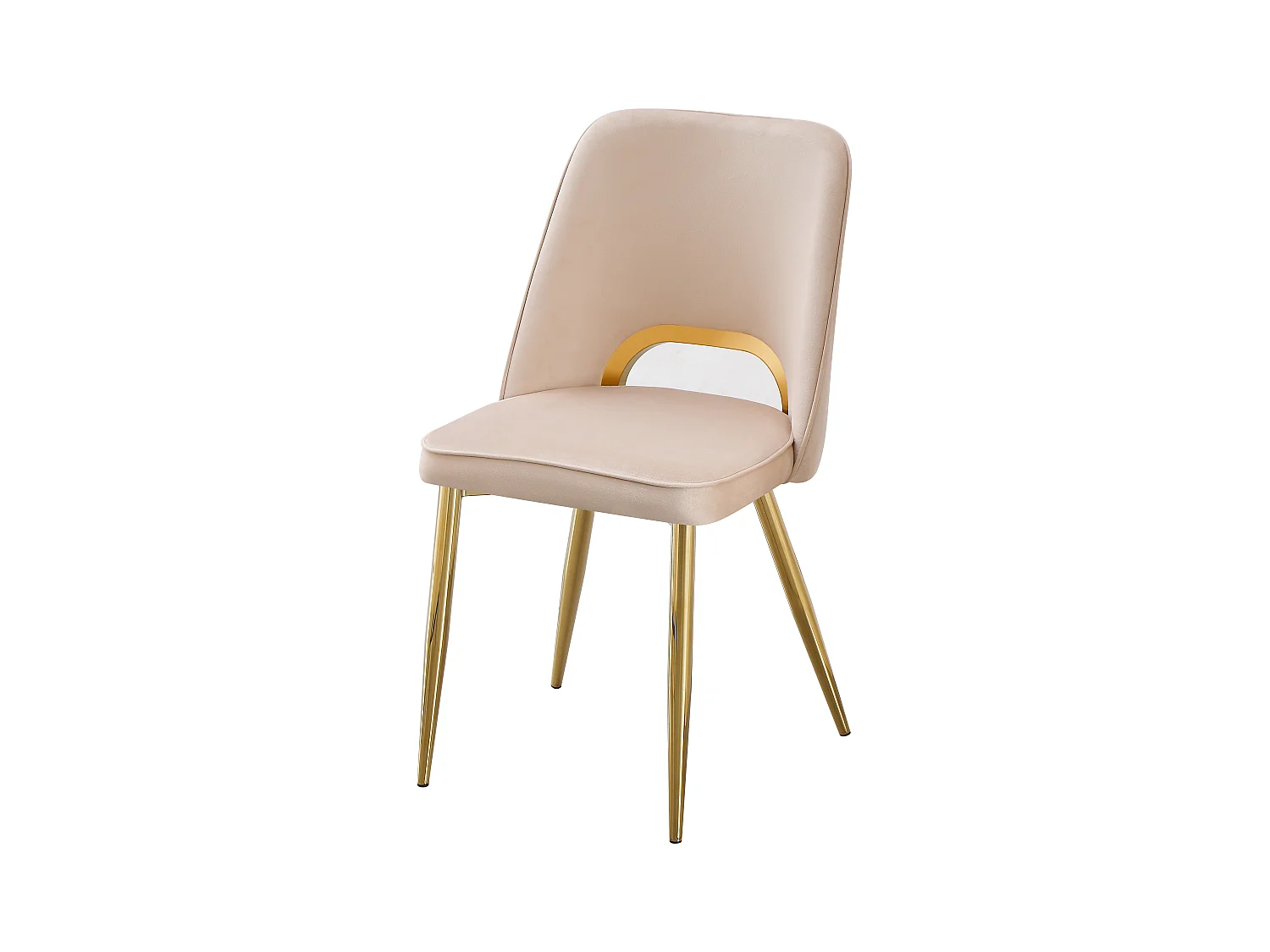 Set van 2 stoelen van velours en goudkleurig metaal - Beige - LUNA