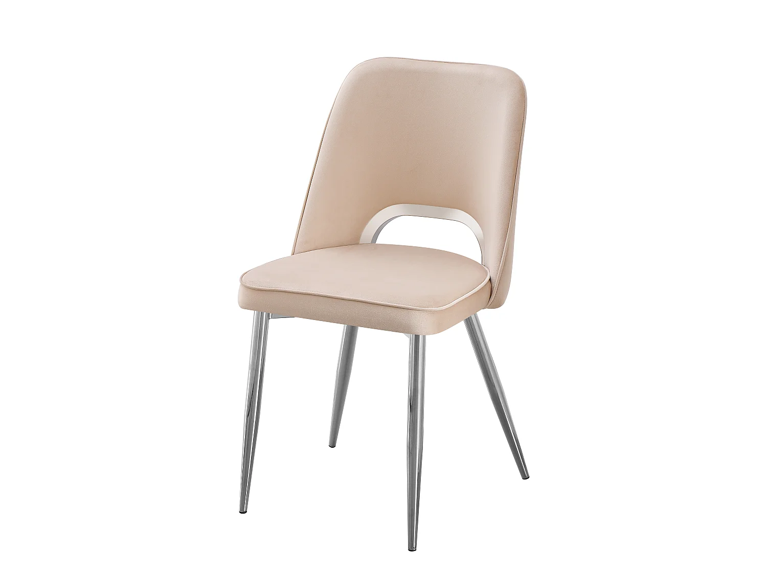 Zestaw 2 krzeseł z weluru i srebrnego metalu – Beżowe – LUNA