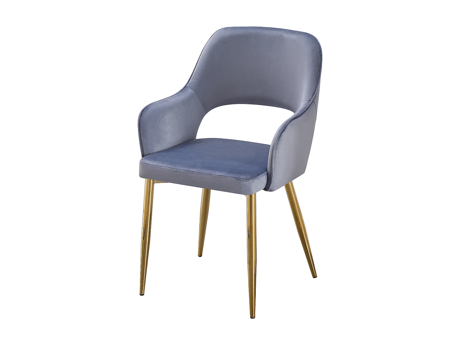 Lot de 2 chaises en velours et métal doré - Bleu - GIA