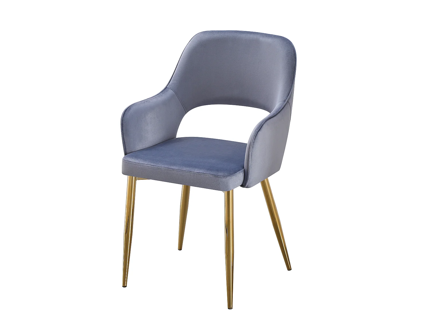 Lot de 2 chaises en velours et métal doré - Bleu - GIA