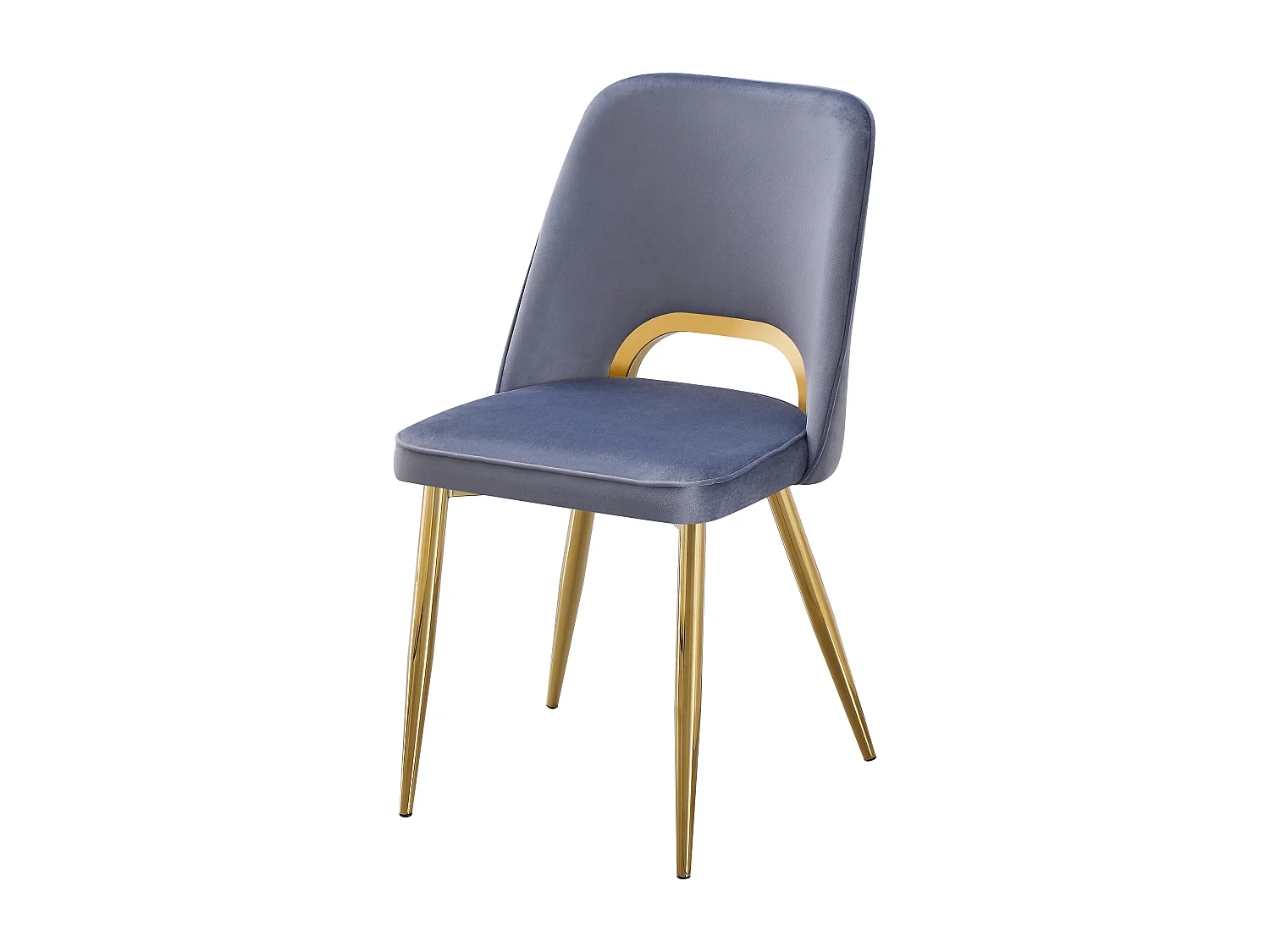 Lot de 2 chaises en velours et métal doré - Bleu - LUNA