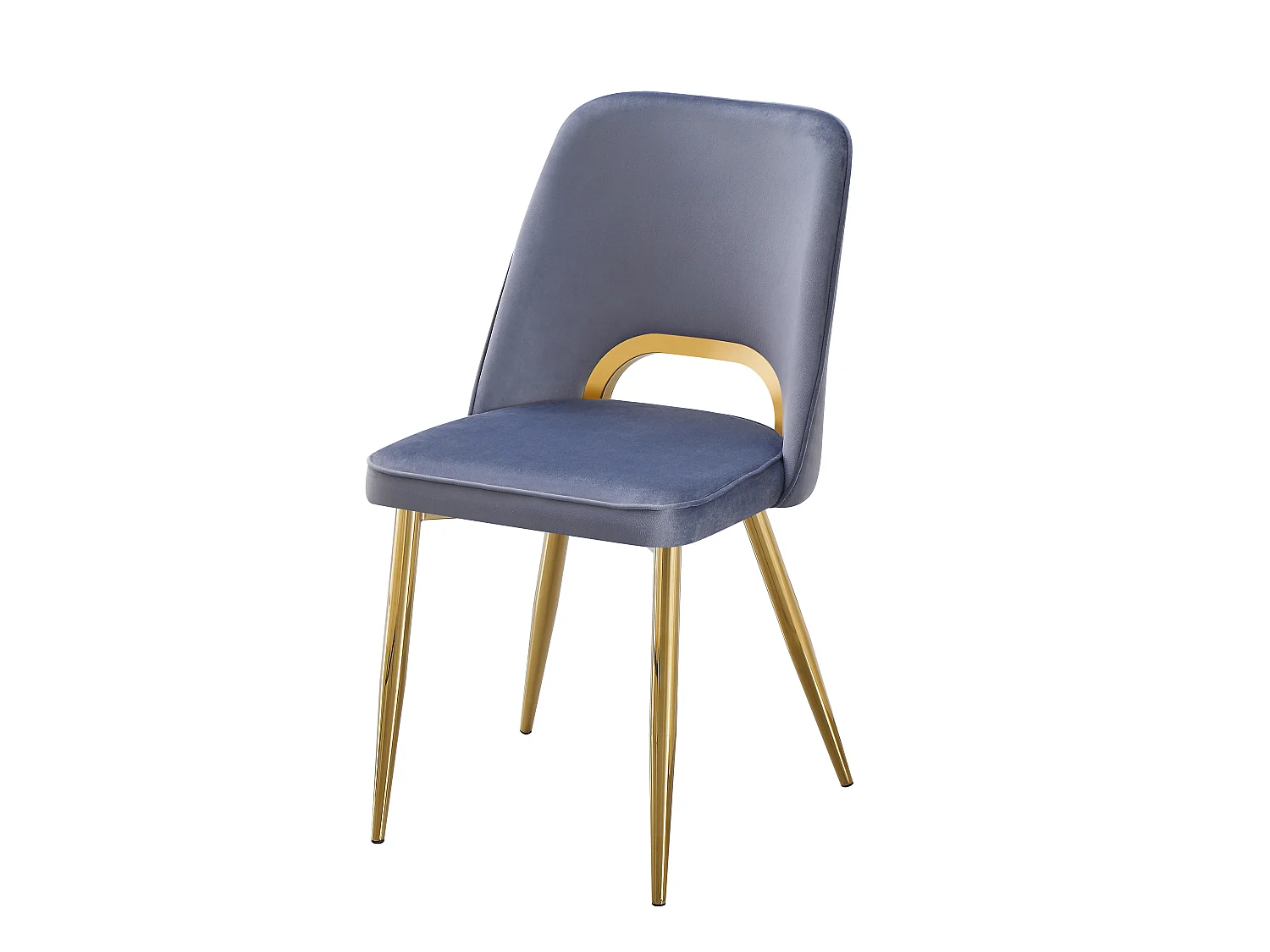 Lot de 2 chaises en velours et métal doré - Bleu - LUNA