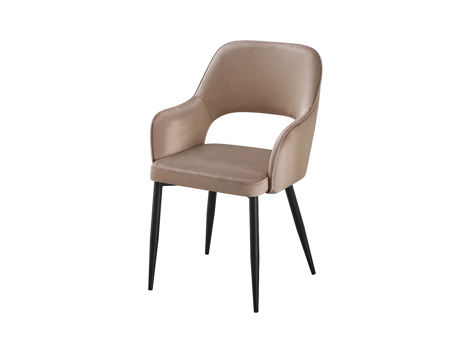 Set van 2 stoelen van velours en zwart metaal - Taupe - GIA