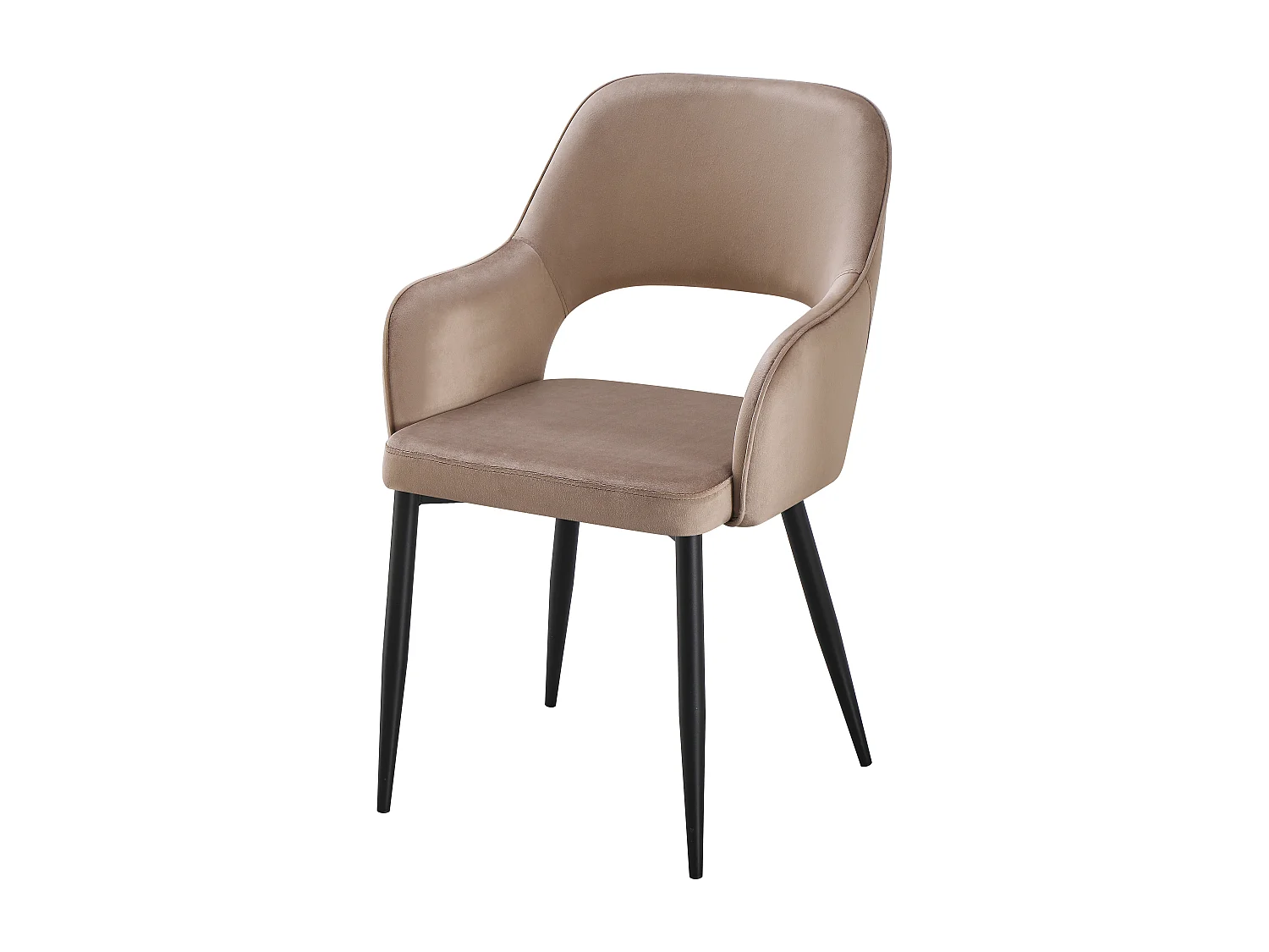 Lot de 2 chaises en velours et métal noir - Taupe - GIA