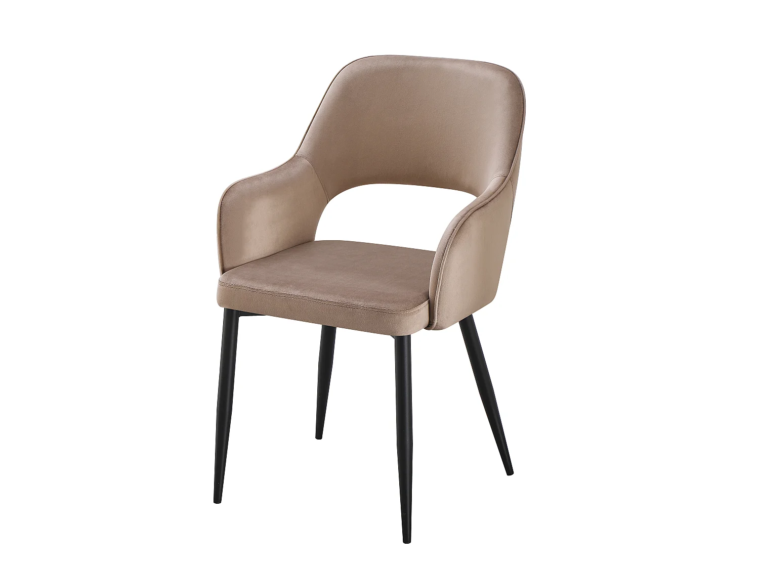 Lot de 2 chaises en velours et métal noir - Taupe - GIA