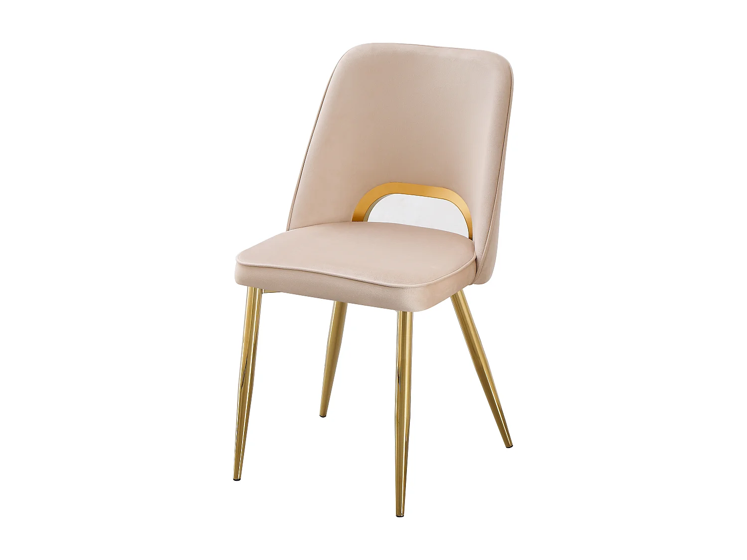 Lot de 6 chaises en velours et métal doré - Beige - LUNA