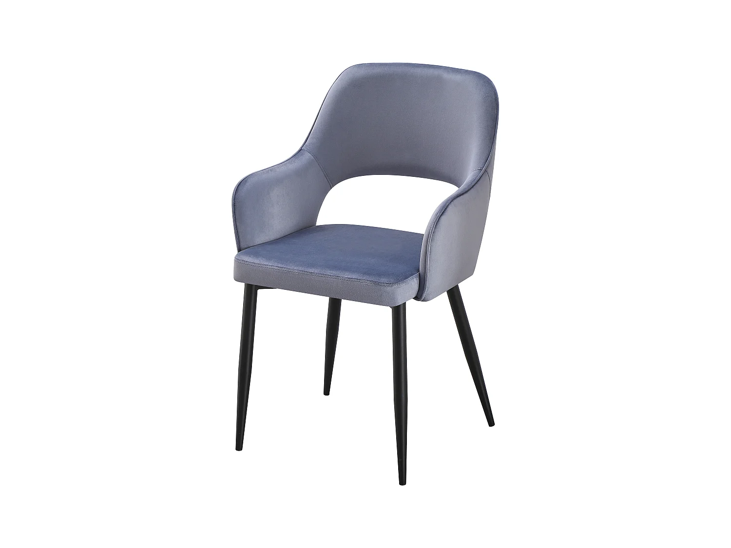 Lot de 6 chaises en velours et métal noir - Bleu - GIA