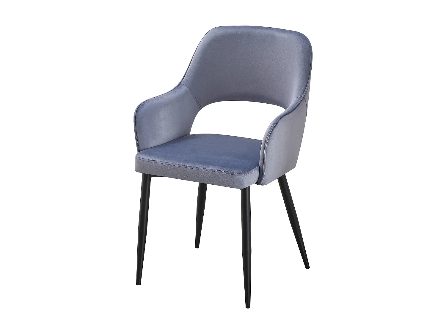 Lot de 6 chaises en velours et métal noir - Bleu - GIA