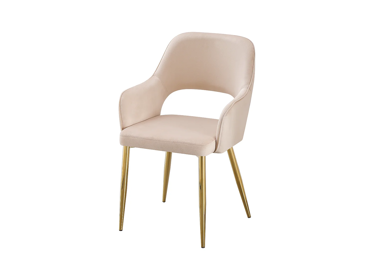 Stuhl 2er-Set aus Samt und goldfarbenem Metall - Beige - GIA