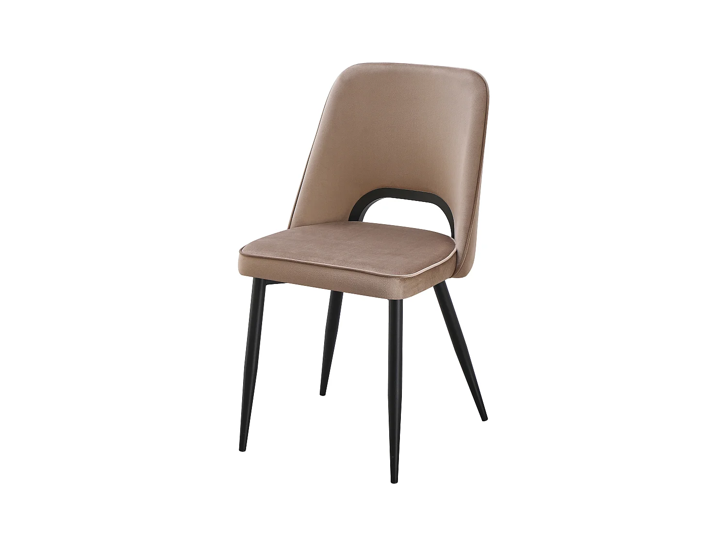 Stuhl 2er-Set aus Samt und schwarzem Metall - Taupe - LUNA