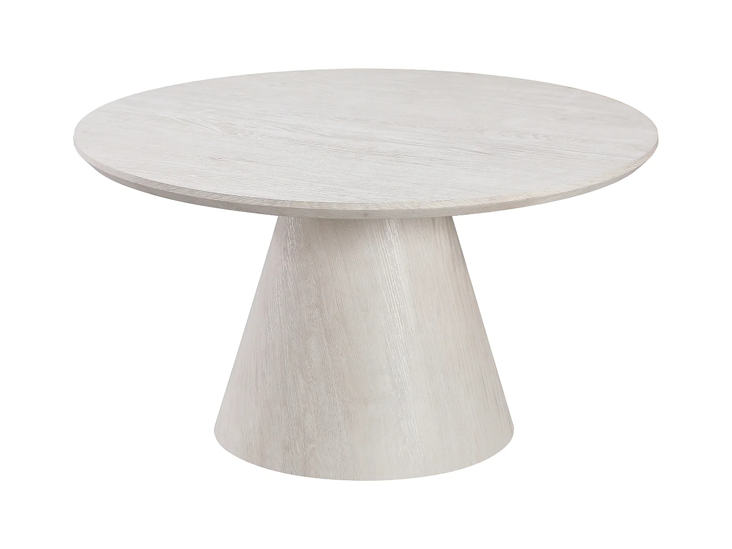 Table basse ronde - Effet bois chêne Blanc - Bois MDF - MANON