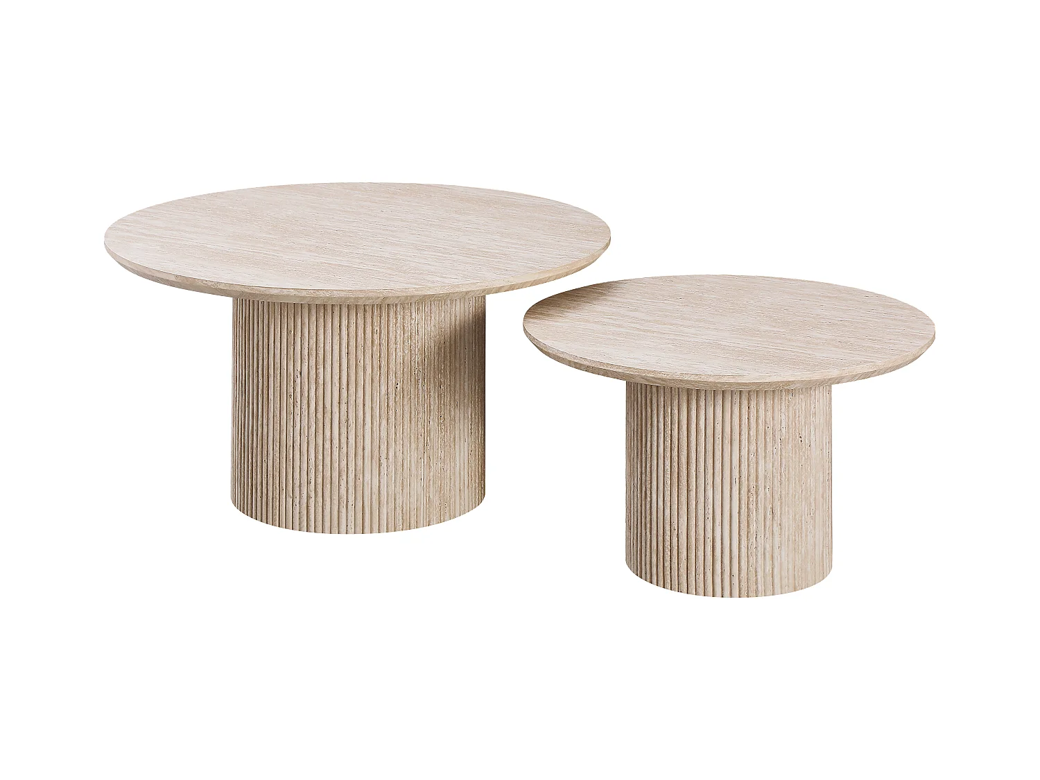 Lot de 2 tables basses - Effet travertin beige - ESME