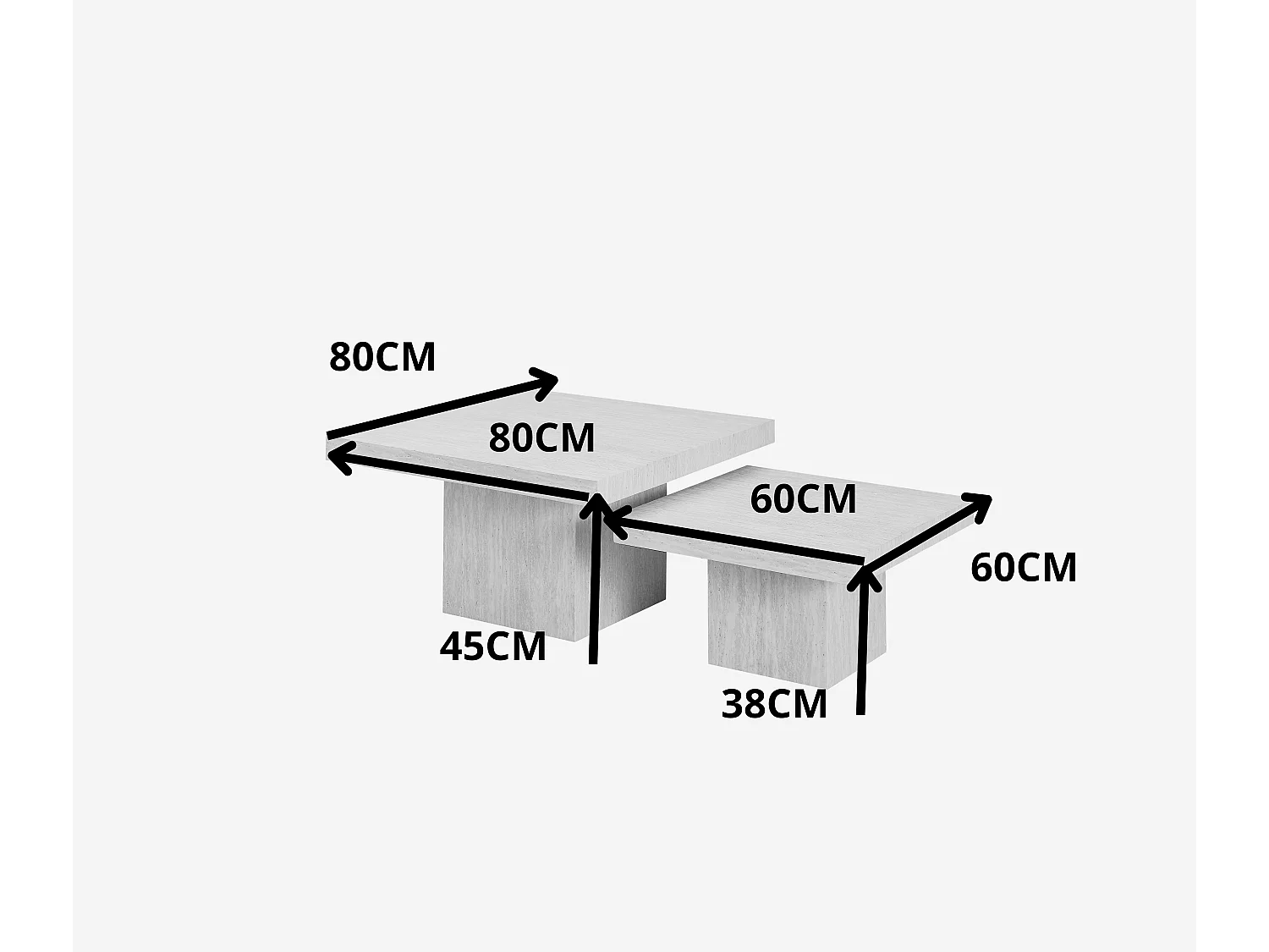 Juego de 2 mesas de centro - Efecto travertino beige - LILI