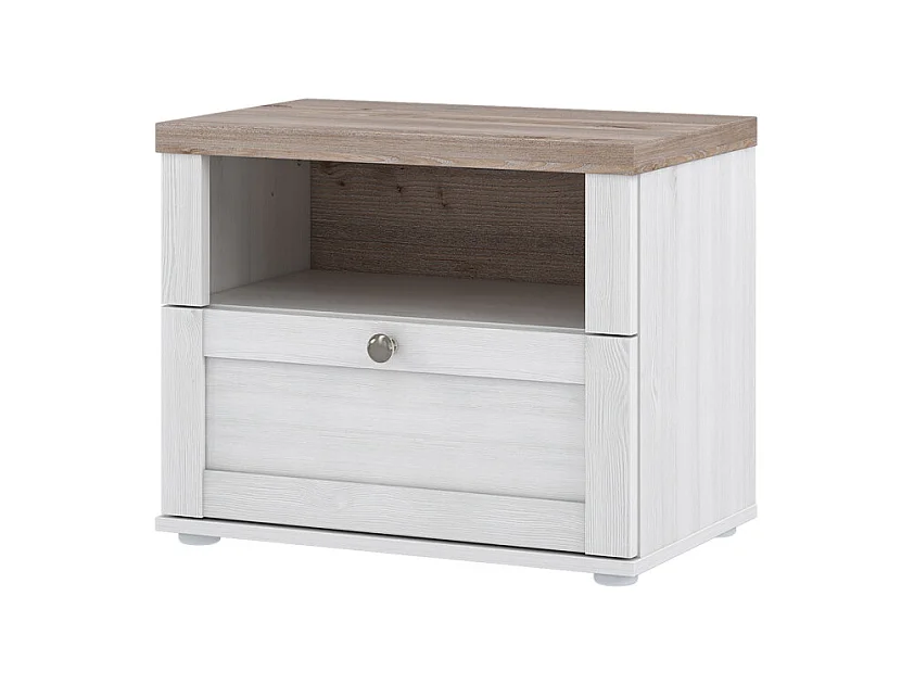 Table de chevet 1 niche 1 tiroir en décor chêne blanchi – ANGELE