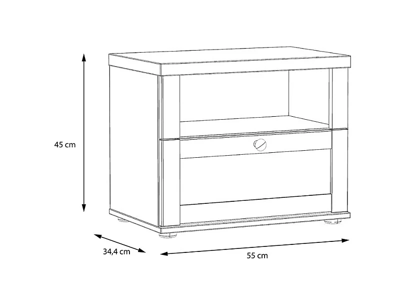 Table de chevet 1 niche 1 tiroir en décor chêne blanchi – ANGELE
