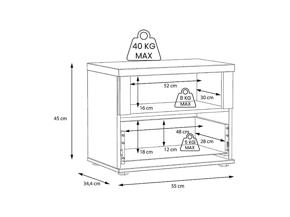 Table de chevet 1 niche 1 tiroir en décor chêne blanchi – ANGELE