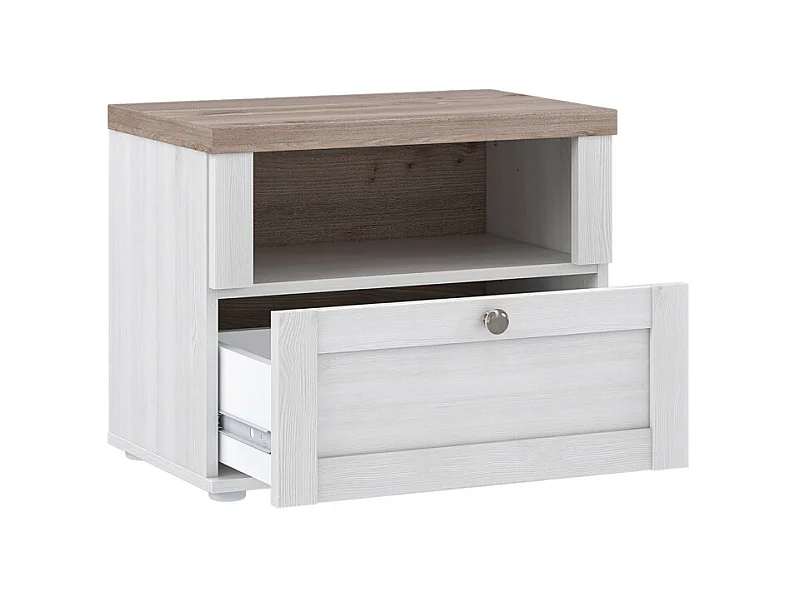 Table de chevet 1 niche 1 tiroir en décor chêne blanchi – ANGELE