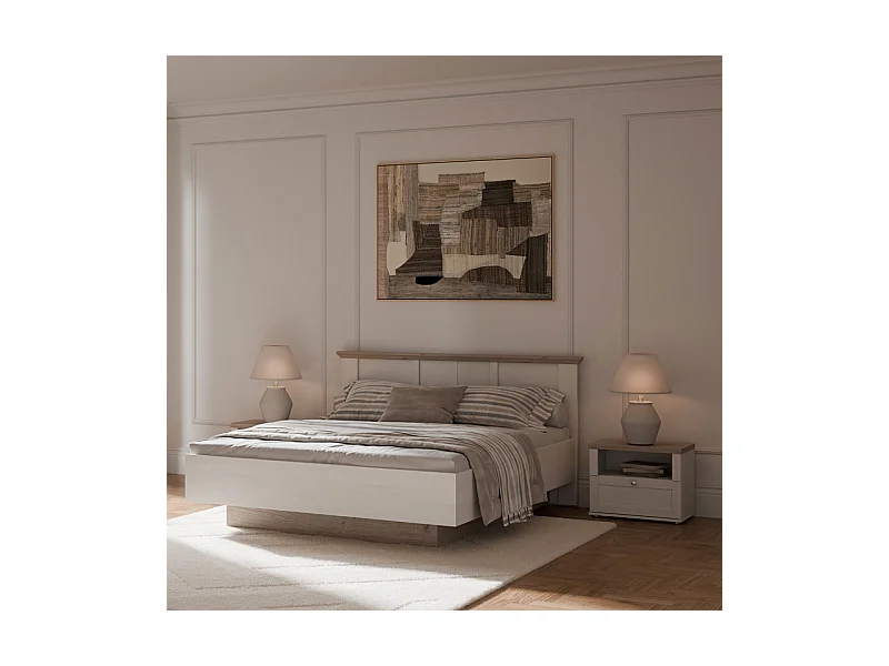 Table de chevet 1 niche 1 tiroir en décor chêne blanchi – ANGELE