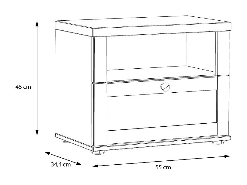 Table de chevet 1 niche 1 tiroir en décor chêne blanchi – ANGELE