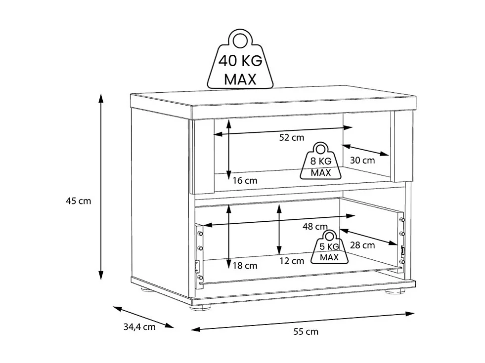 Table de chevet 1 niche 1 tiroir en décor chêne blanchi – ANGELE