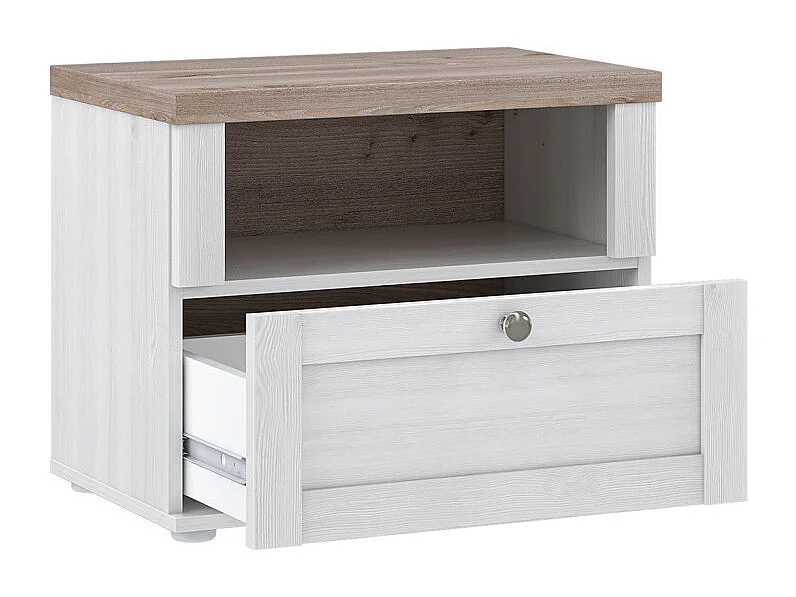 Table de chevet 1 niche 1 tiroir en décor chêne blanchi – ANGELE