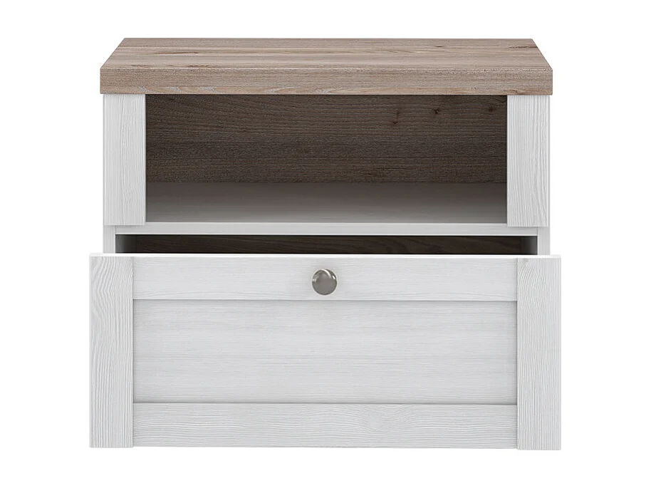 Table de chevet 1 niche 1 tiroir en décor chêne blanchi – ANGELE