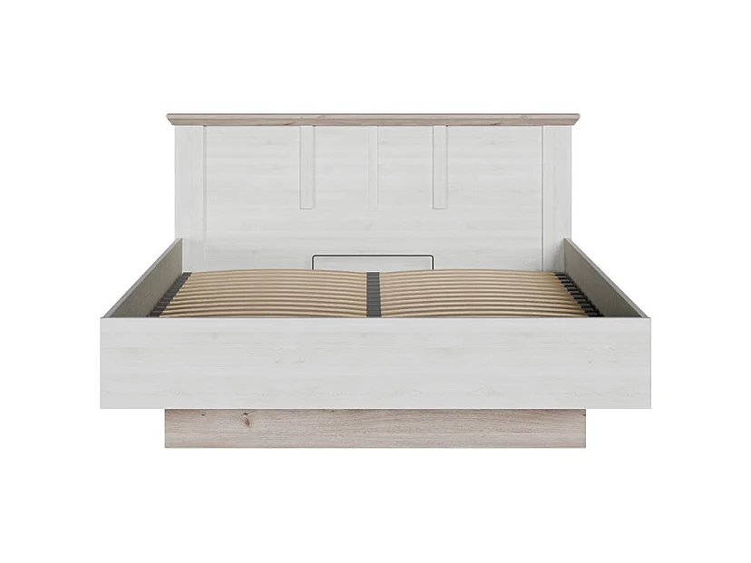 Lit coffre 160 x 200 cm tête de lit décor chêne blanchi – ANGELE