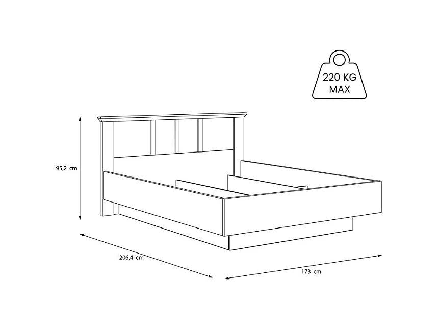 Lit coffre 160 x 200 cm tête de lit décor chêne blanchi – ANGELE