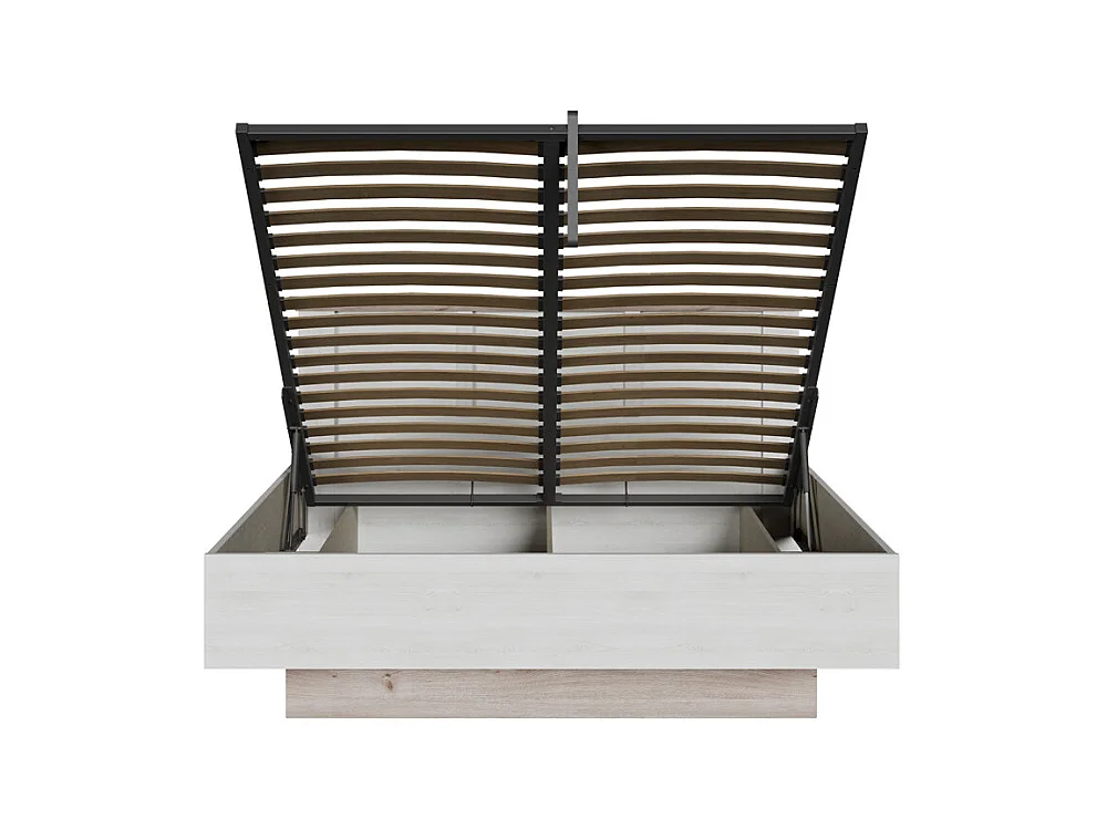 Lit coffre 160 x 200 cm tête de lit décor chêne blanchi – ANGELE