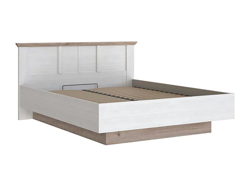 Lit coffre 160 x 200 cm tête de lit décor chêne blanchi – ANGELE